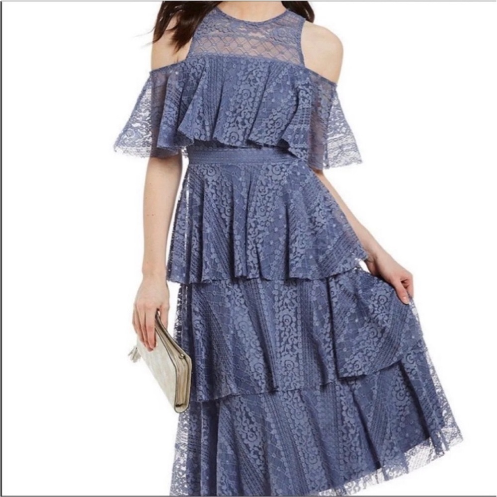 Gianni Bini Blue Eyelet Lace Midi Dress